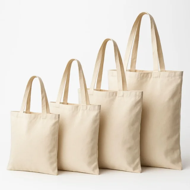 Tote bags de lienzo natural en cuatro tamaños