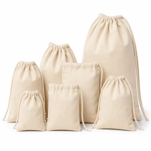 Bolsas de lienzo con cordón (ahorque) en distintos tamaños