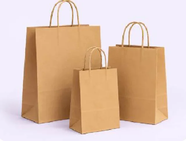 Bolsas kraft marrones con manija retorcida, en tres tamaños
