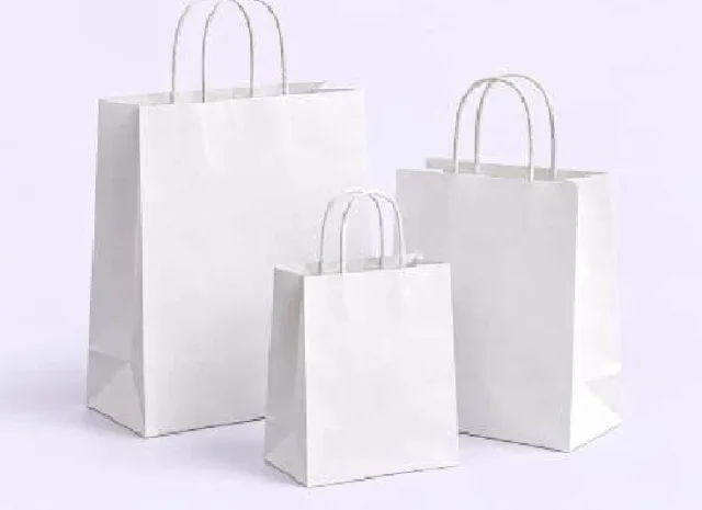 Bolsas kraft blancas con manija retorcida